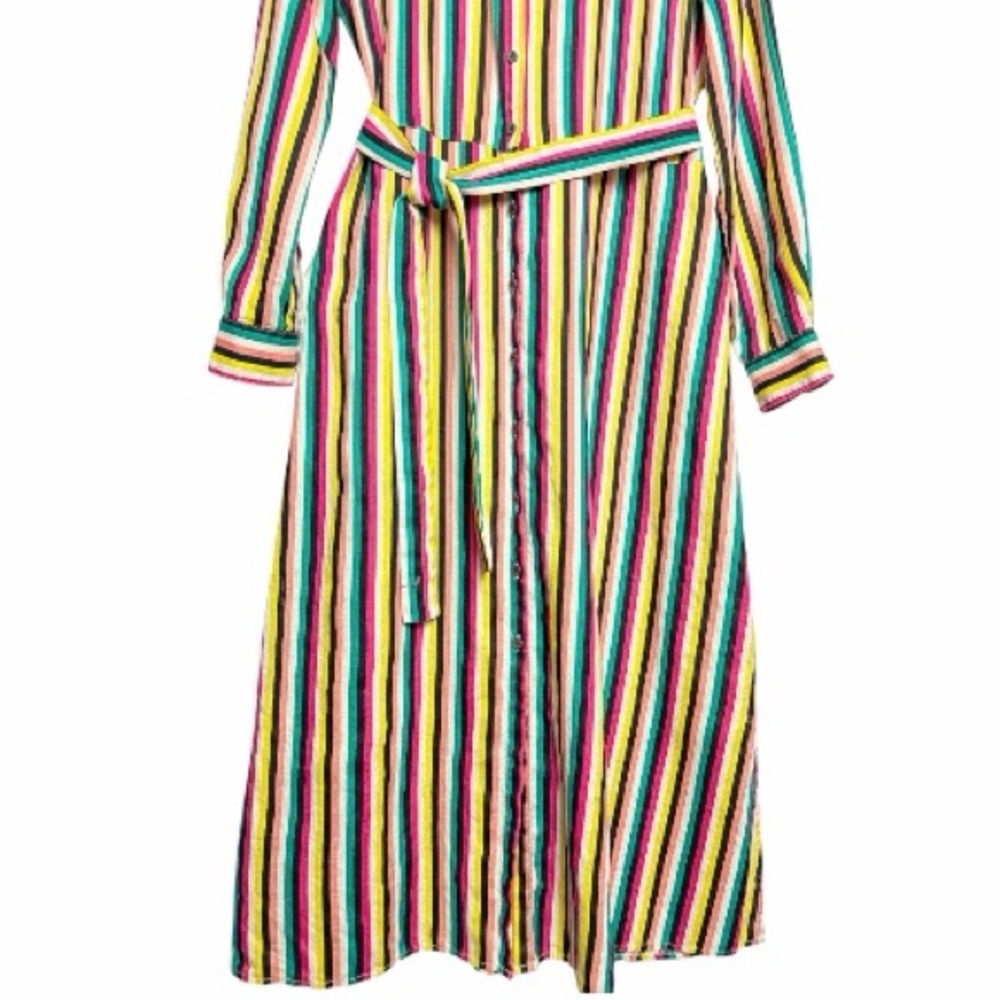 Pure Collection Multicolor Striped Long Sleeve Dress Size 10 - Picture 4 of 12